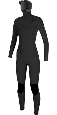 2025 O'Neill Womens Epic 6/5/4mm Chest Zip Hooded Wetsuit 5378 - Black